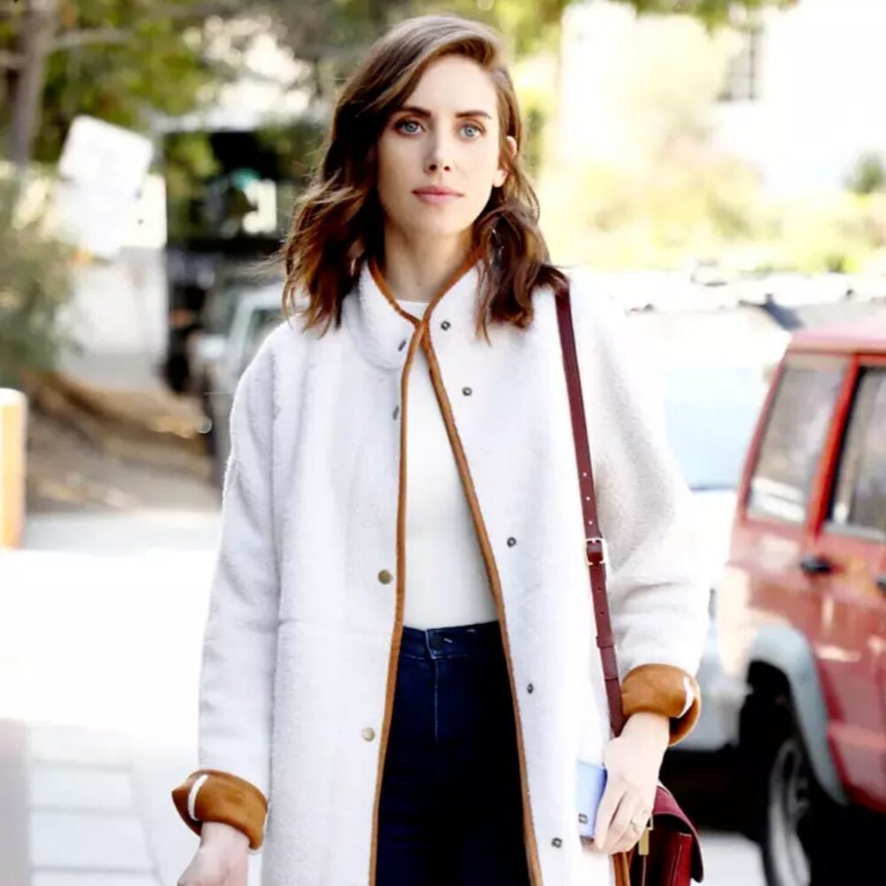 Old Navy Cream & Cognac Lined Sherpa Coat